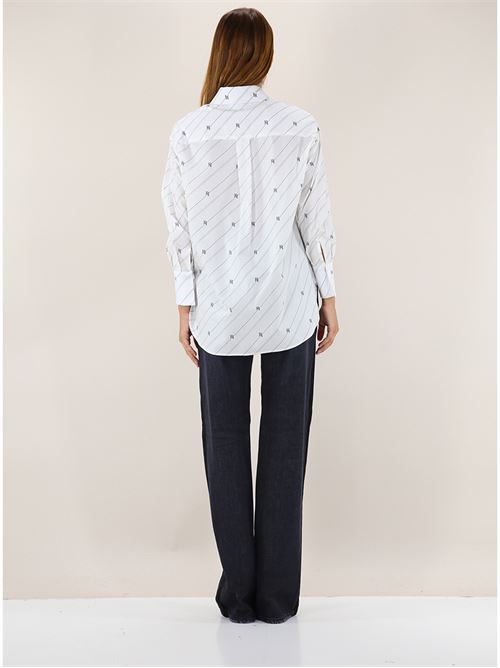 Printed poplin shirt with logo label ELISABETTA FRANCHI | CA06746E2.221